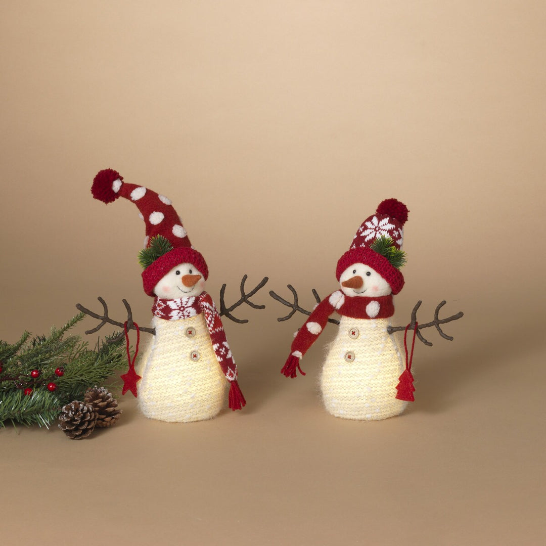 13.39"H Lighted Fabric Holiday Snowman