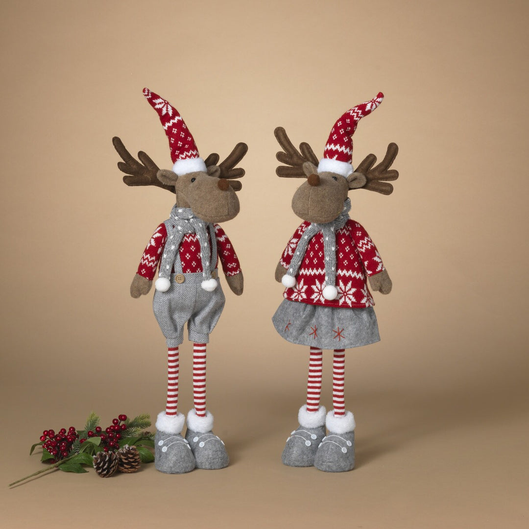 27.95"H Fabric Holiday Standing Moose