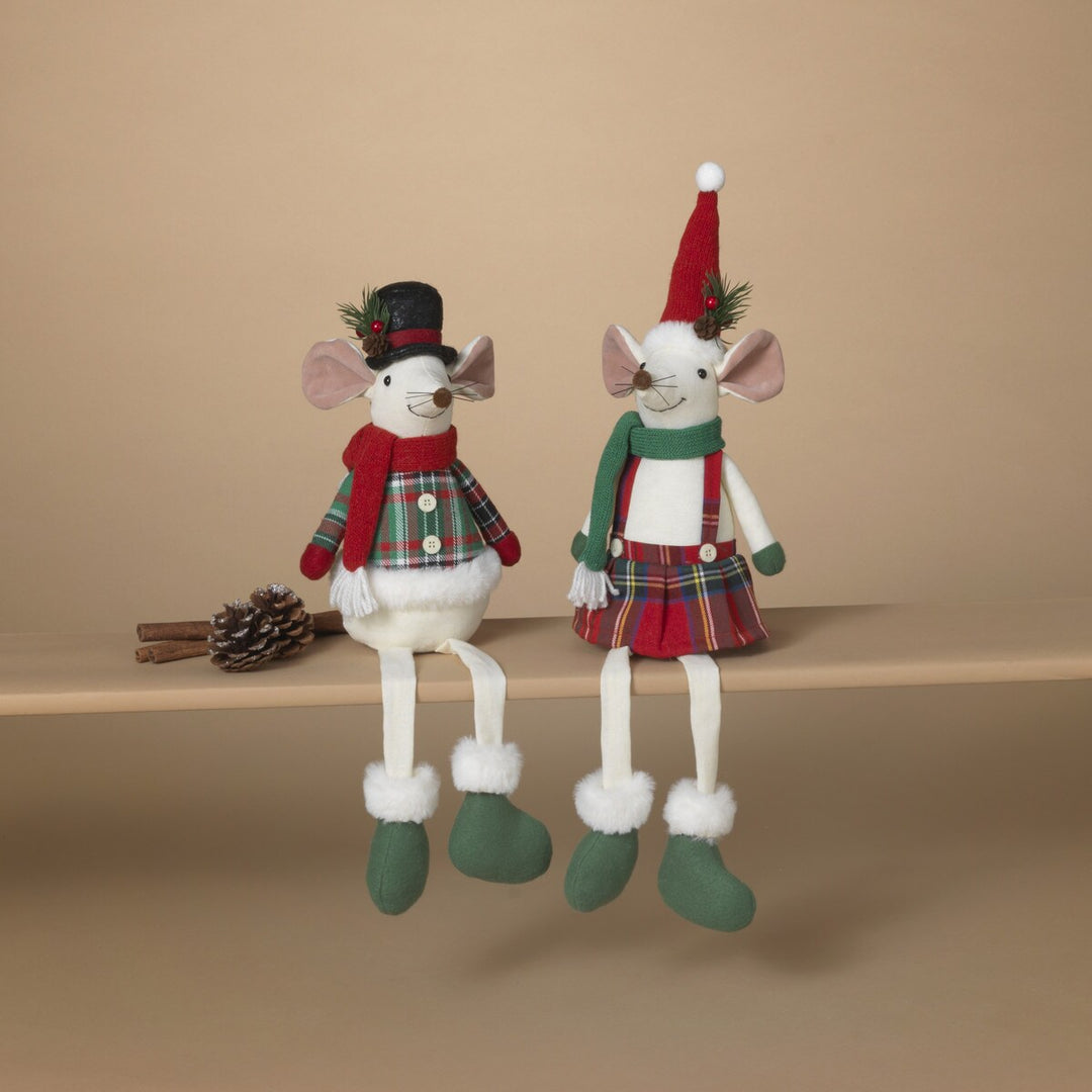 21.65"H Plush Holiday Mouse Shelf Sitter