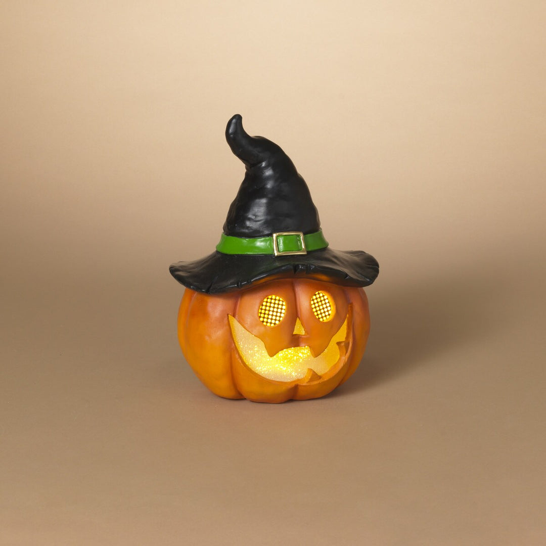 13.6"H B/O Lighted Magnesium Halloween Pumpkin with Moving Eyes