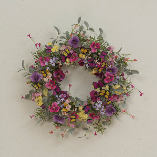 24"D Wildflower Wreath w/ Butterfly Accent