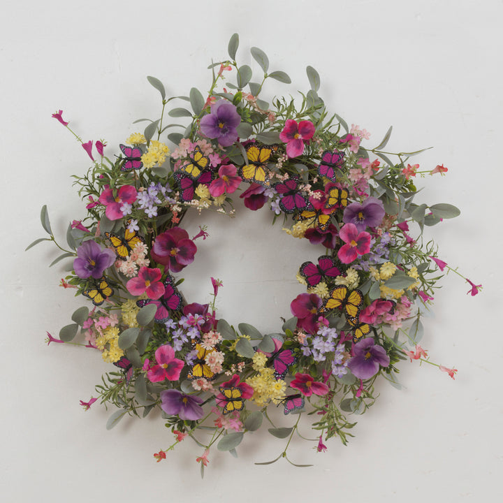 24"D Wildflower Wreath w/ Butterfly Accent