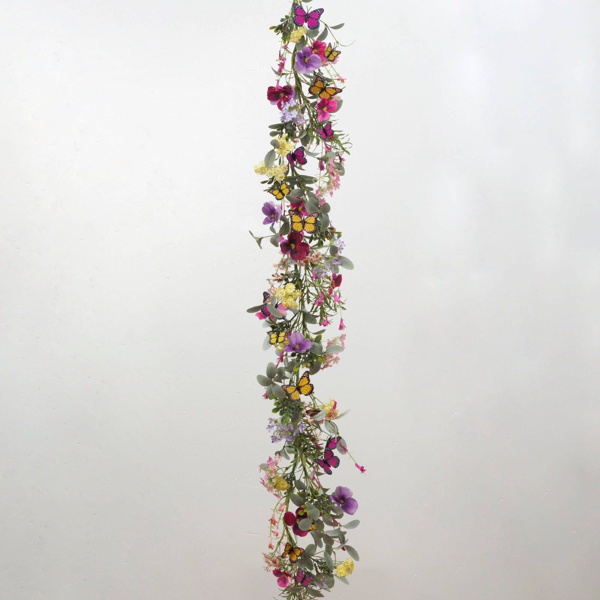 My  favorite  garland  ver5  フラワーガーランド 5'L Wildflower Garland w/ Butterfly Accent – Pandy's Garden Center
