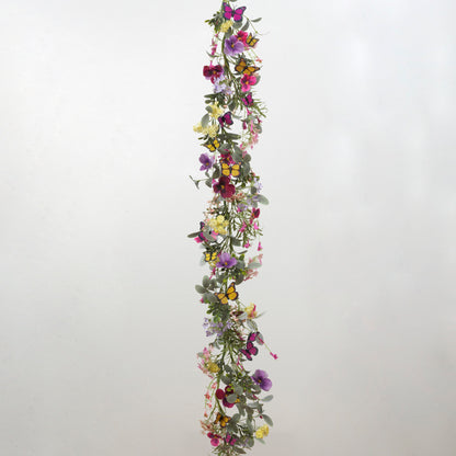 5'L Wildflower Garland w/ Butterfly Accent