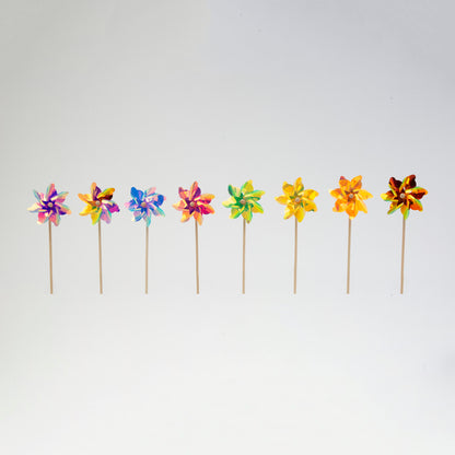 18.8"H PET Rainbow Metallic Pinwheel Spinner