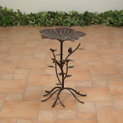22.5"H Metal Flower Birdbath