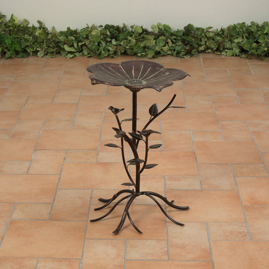 22.5"H Metal Flower Birdbath