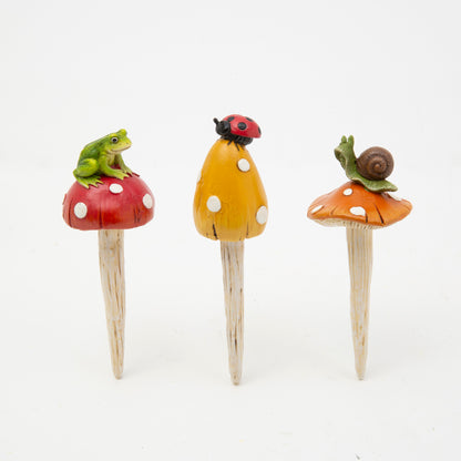 5.5"H Resin Mushroom w/ Garden Friend Stake