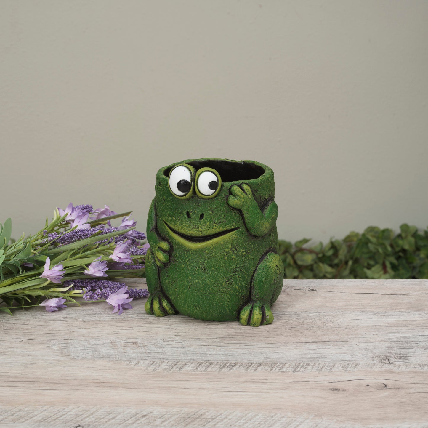 6.8"H Cement Frog Planter
