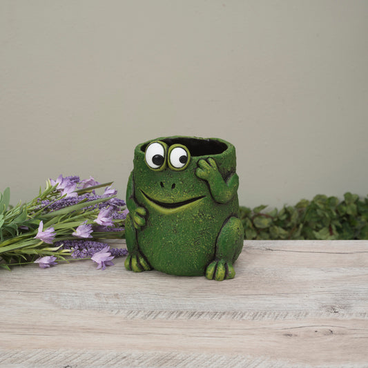 6.8"H Cement Frog Planter