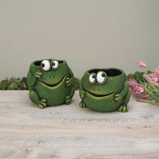 5.78"H Cement Frog Planter