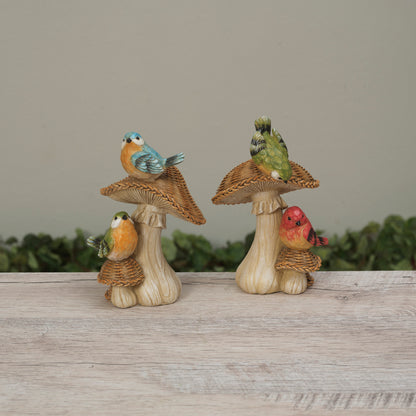 5.51"H Resin Birds on Mushroom