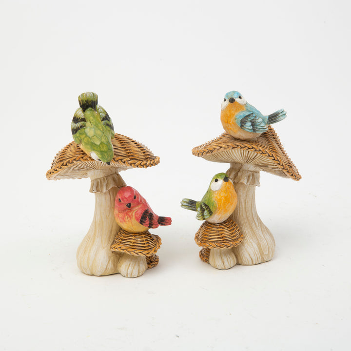 5.51"H Resin Birds on Mushroom