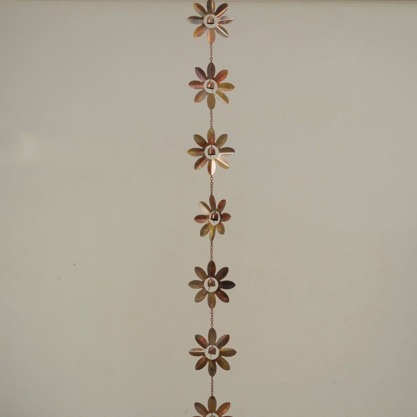 72"L Metal Flower Rain Chain w/ Bells
