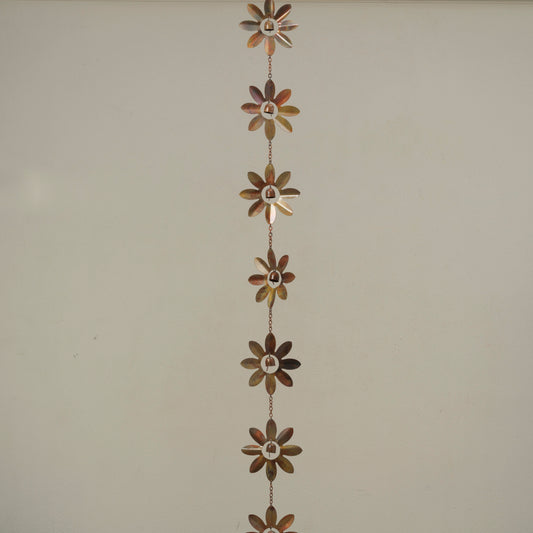72"L Metal Flower Rain Chain w/ Bells