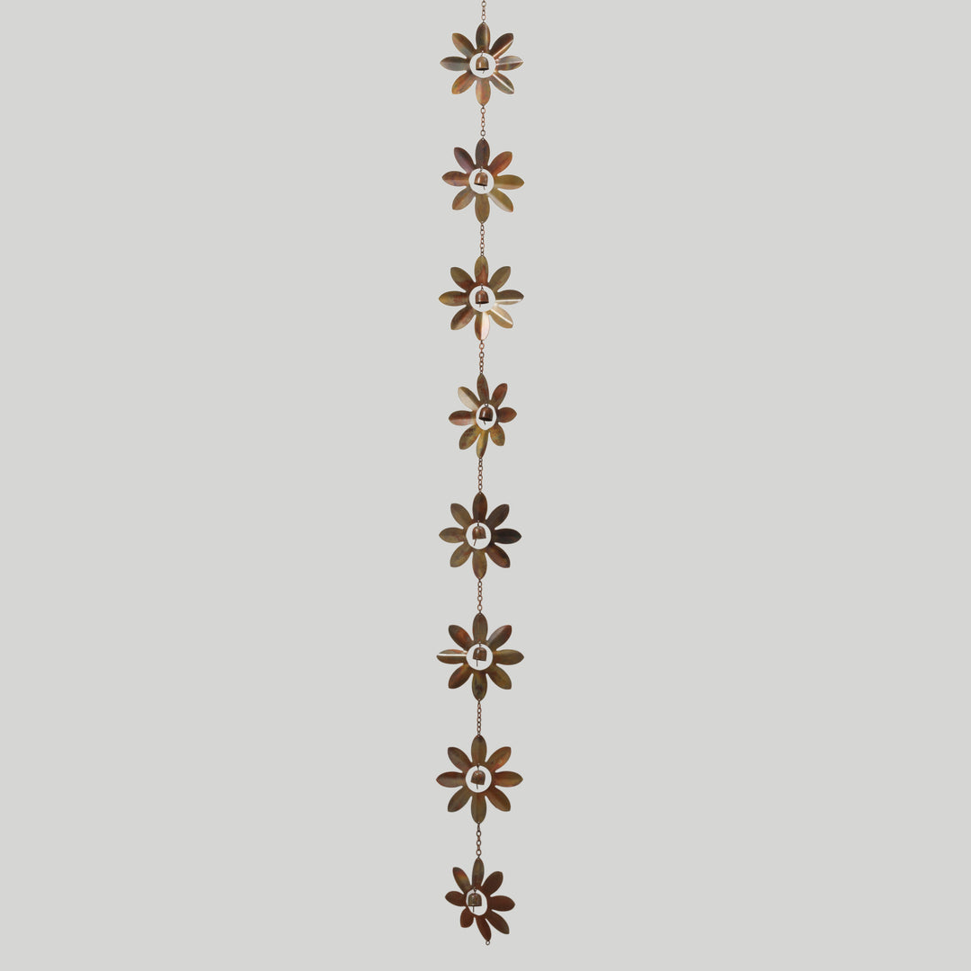 72"L Metal Flower Rain Chain w/ Bells
