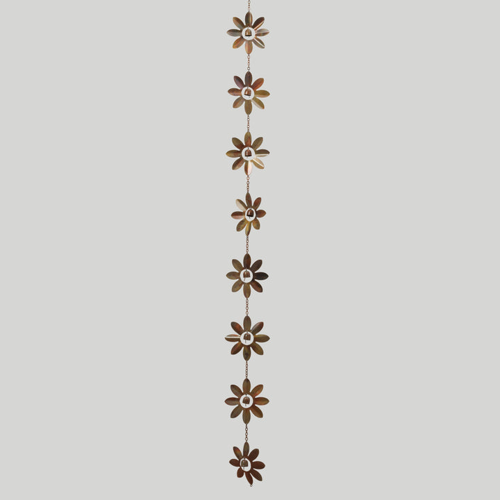 72"L Metal Flower Rain Chain w/ Bells