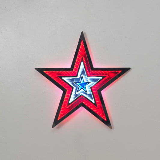 18.7"D UL Electric Lighted Americana Infinity Star Wall Hanging