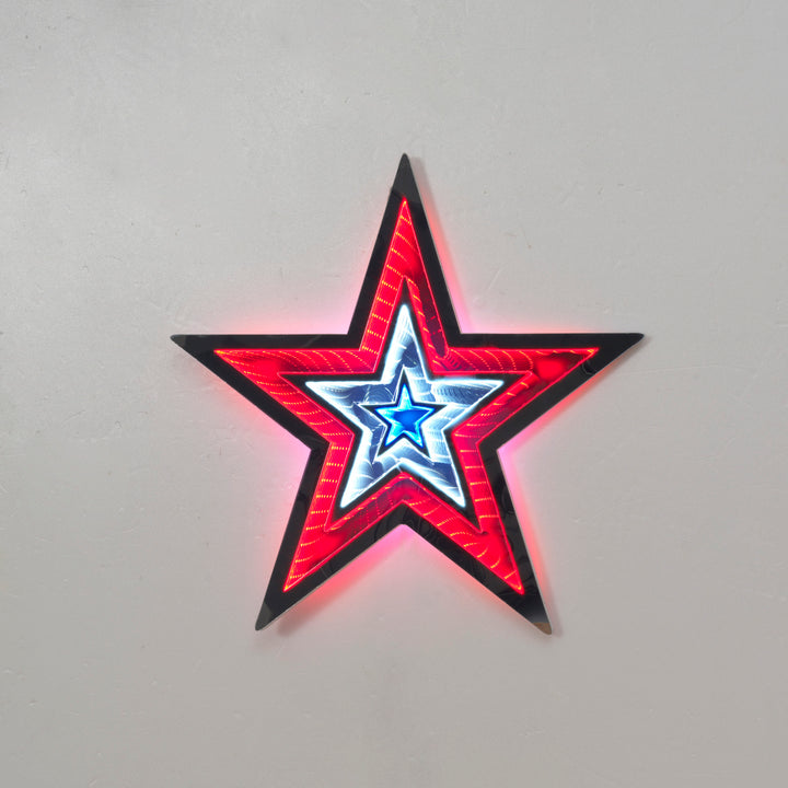 18.7"D UL Electric Lighted Americana Infinity Star Wall Hanging