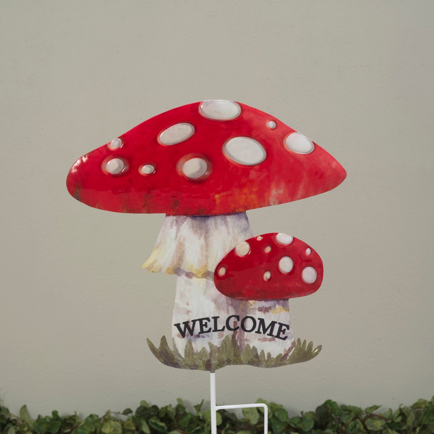 22"H Metal Mushroom "WELCOME" Yard Stake