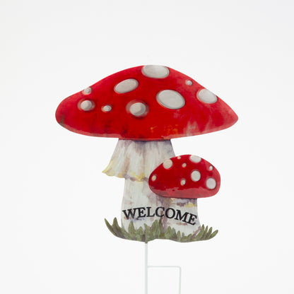 22"H Metal Mushroom "WELCOME" Yard Stake