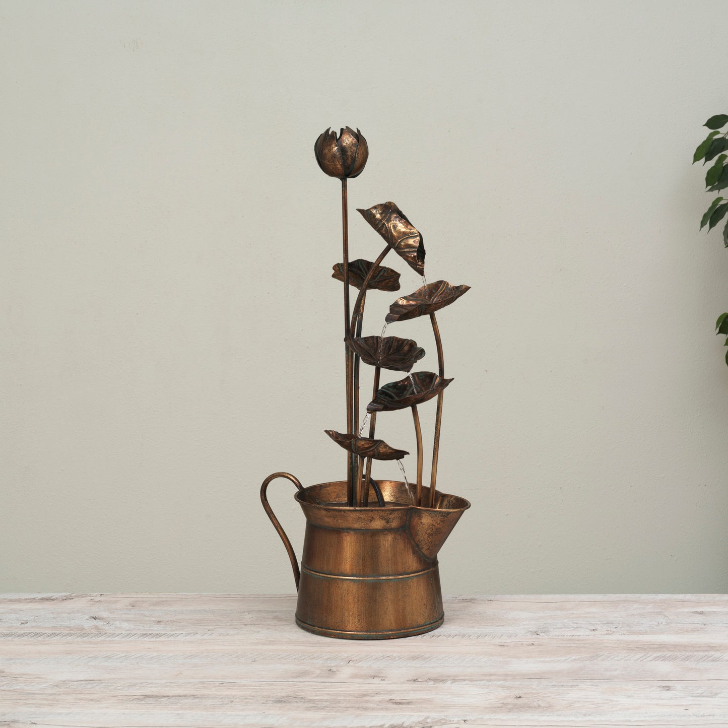 38.5"H UL Electric Metal Flower Design Water Fountain