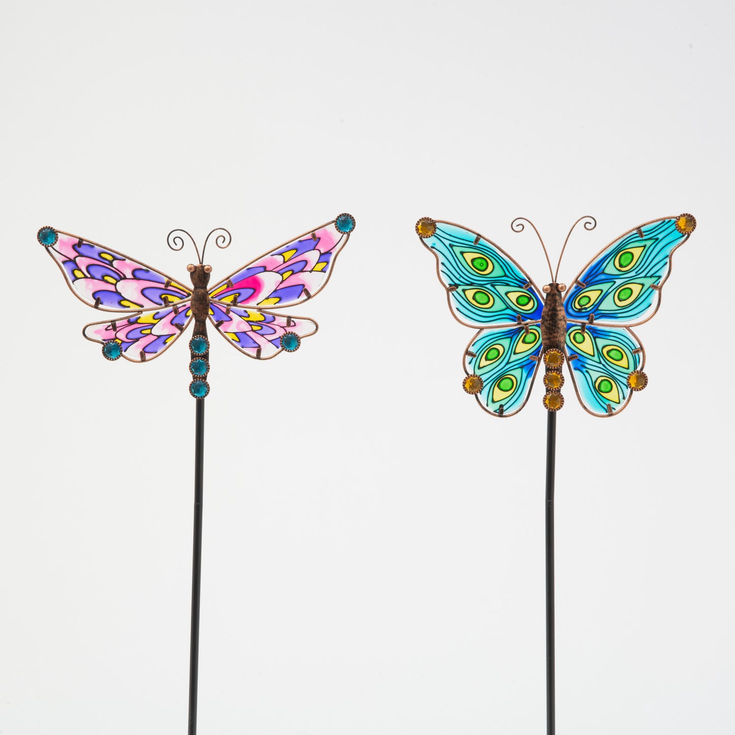 32"H Metal & Glass Butterfly or Dragonfly Yard Stake