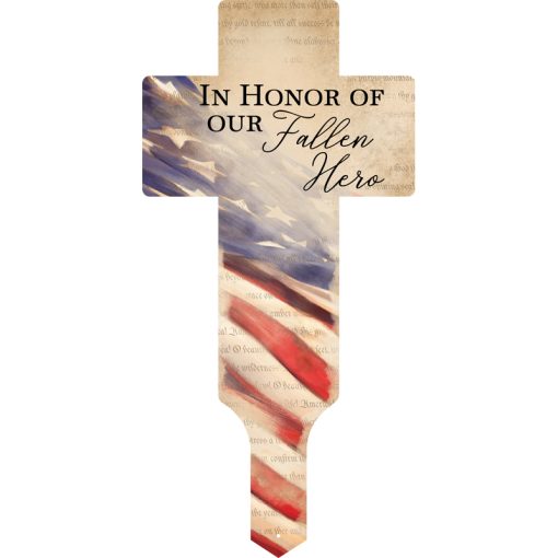 Fallen Hero Cross Garden Stake