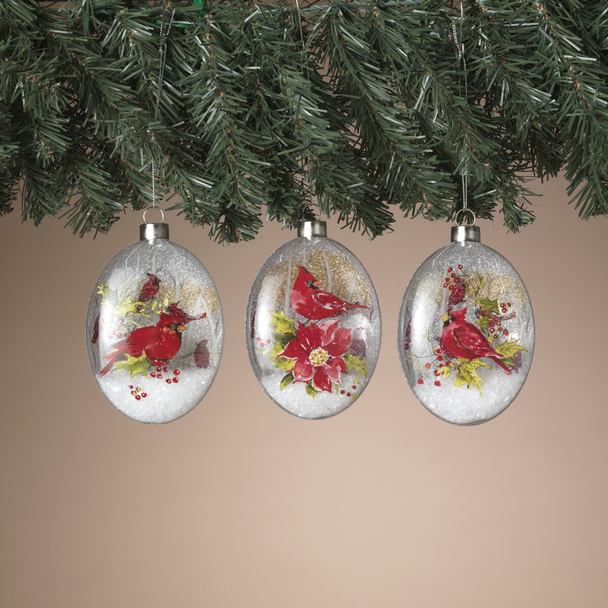 5.5"H Glass Cardinal Design Ornament