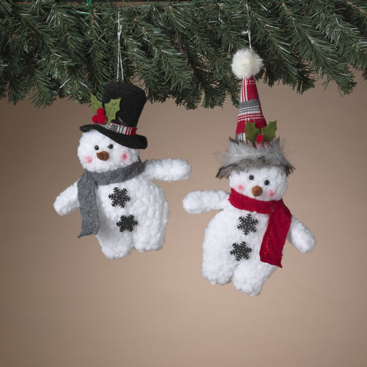 7.5"H Plush Holiday Snowman Ornament