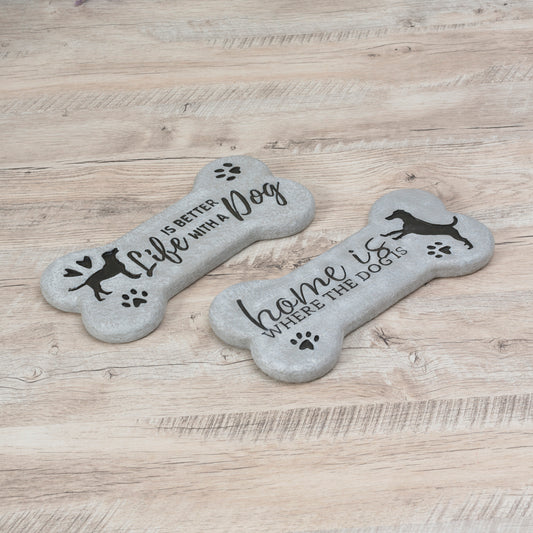 11.61"L Cement Dog Bone Inspirational Stone