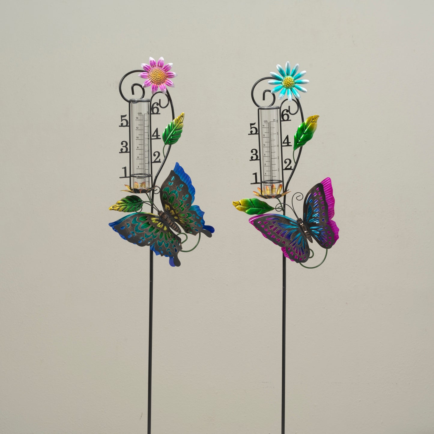 36.22"H Metal Butterfly Yard Stake w/ Rain Gauge