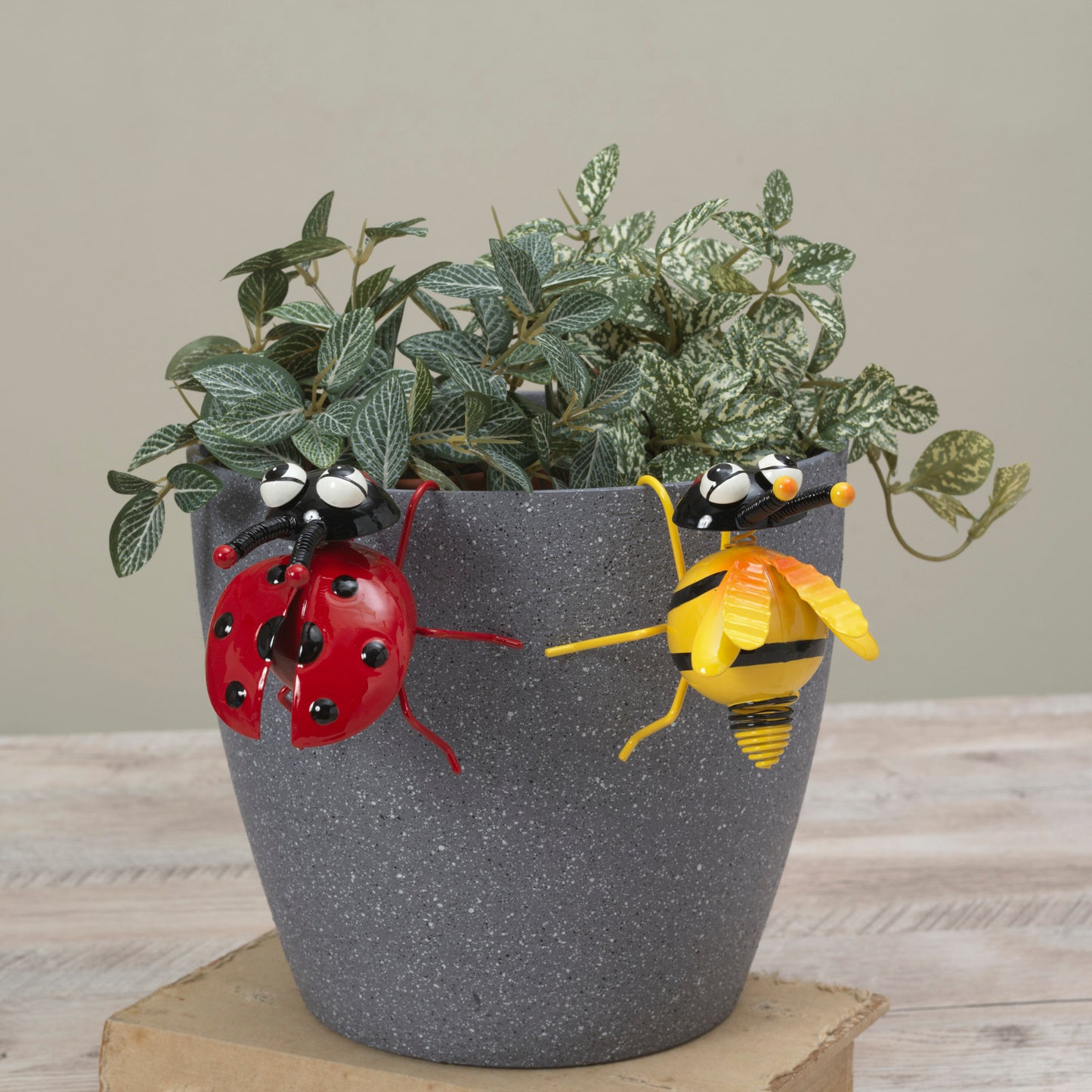 3.94"L Metal Bee or Ladybug Pot Clinger