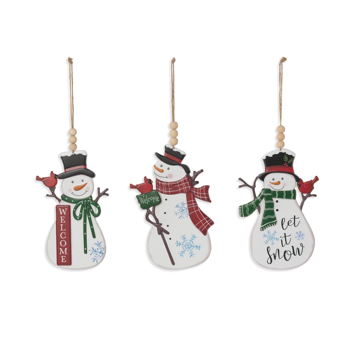 7.87"H Metal Embossed Holiday Snowman Ornament