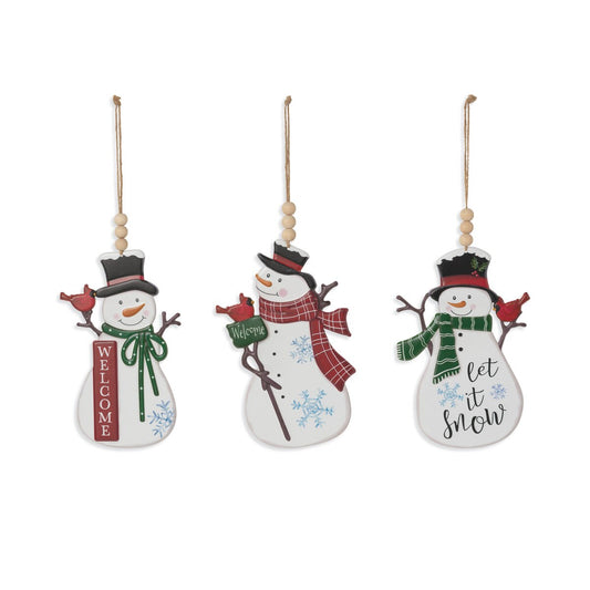 7.87"H Metal Embossed Holiday Snowman Ornament