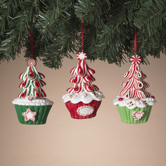 4"H Clay Dough Holiday Candy Cupcake Ornament