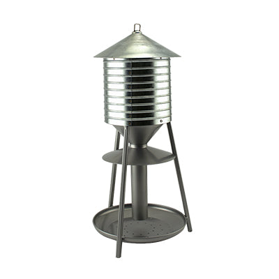 Rustic Farmhouse Galvanized Water Tower 2.5lb. Seed Tray Feeder