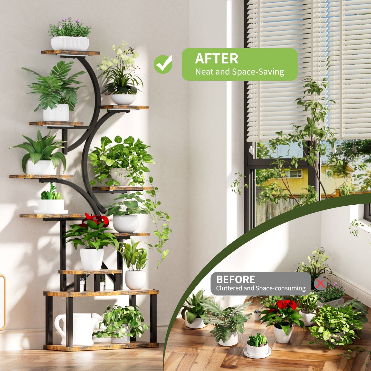 Plant Stand Indoor 9-Tiered with 5 Grow Lights