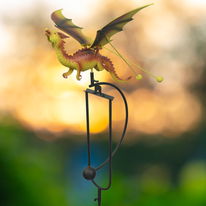 Yellow and Orange Dragon Balance Rocker Garden Stake