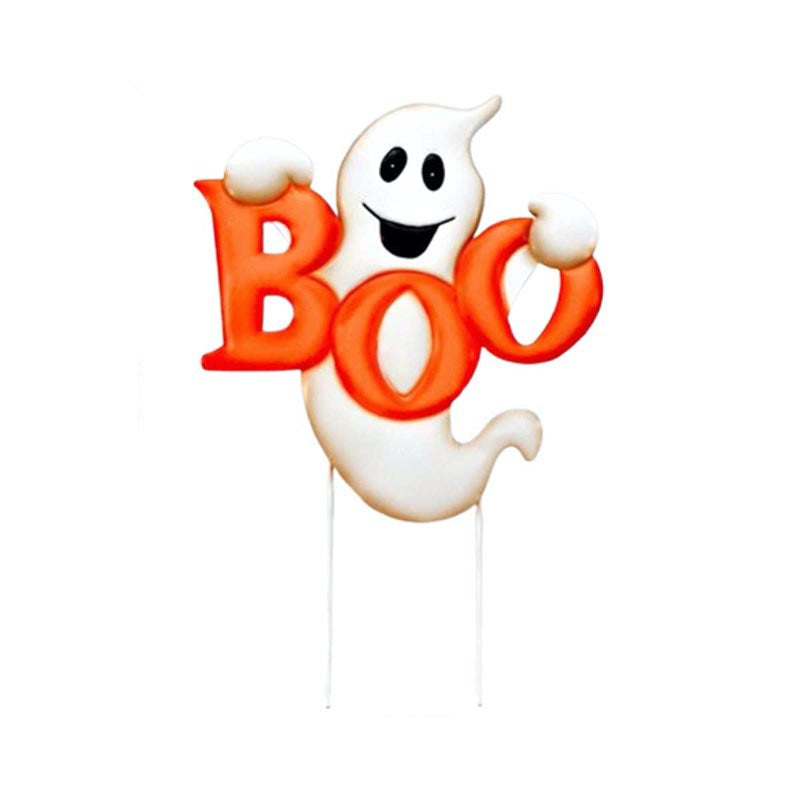 16.5" Orange Metal Halloween Boo Ghost