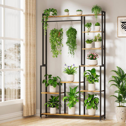 Indoor 8-Tier Metal Plant Stand with Grow Light