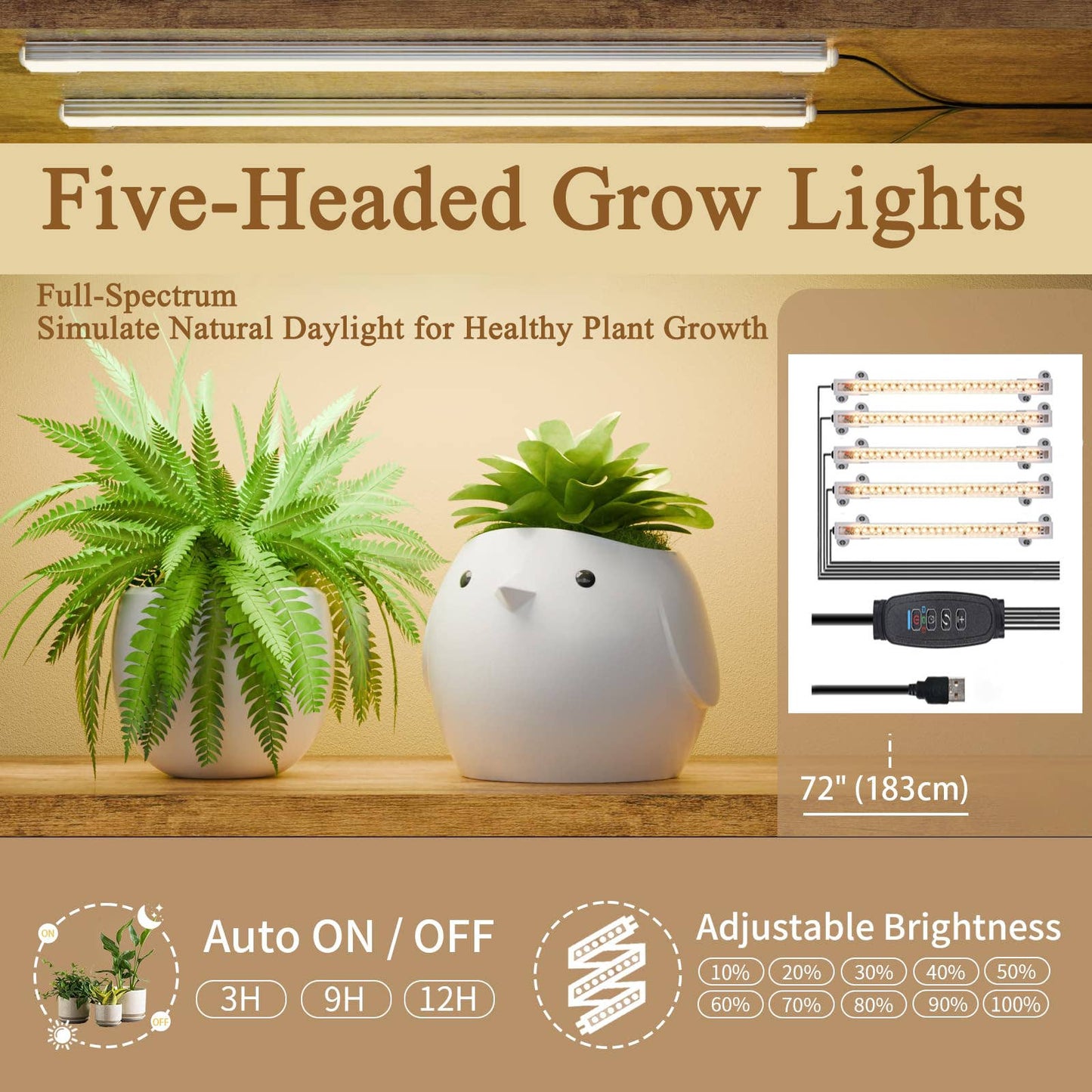 Plant Stand Indoor 9-Tiered with 5 Grow Lights