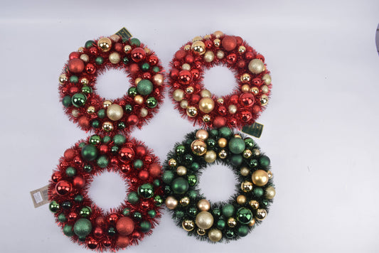Shatterproof Ball Wreath | 13.4in | Red | Green | Gold (C)