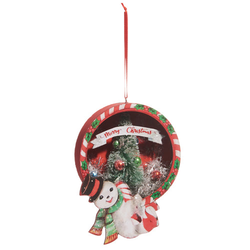 5.5" Snowman & tree Cut Out Ornament