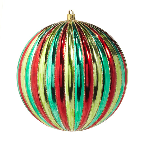 6" Striped Ball Ornament