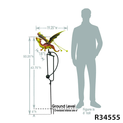 Yellow and Orange Dragon Balance Rocker Garden Stake