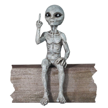 Rude Alien Statue “Flipping The Bird” 10″ H Shelf Sitter