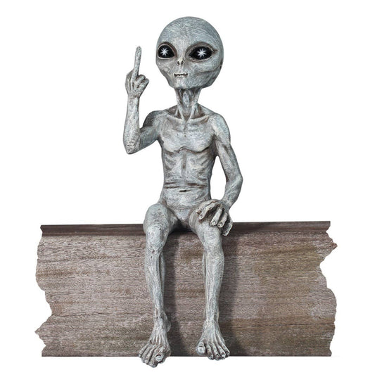 Rude Alien Statue “Flipping The Bird” 10″ H Shelf Sitter