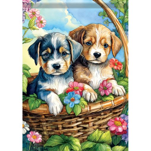 "Puppies In A Basket" Dura Soft™ Flag