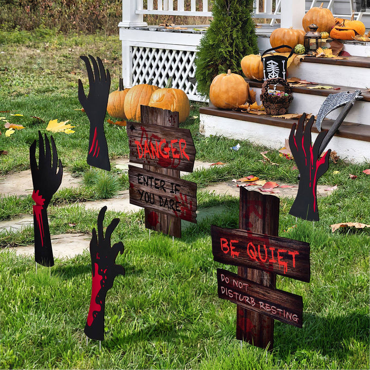 8 Piece Halloween Yard Signs Bloody Hand